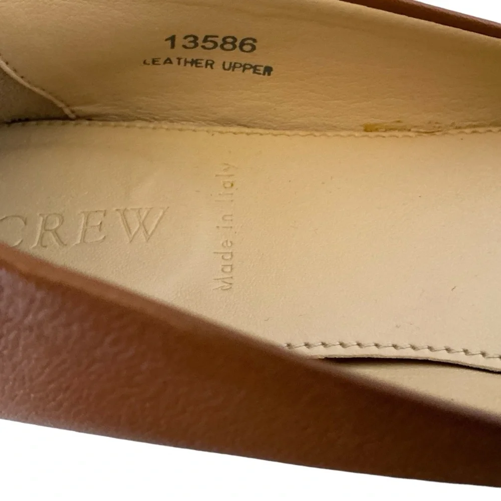 J.crew Nora leather cap toe ballet flat with chain pink & brown Sz 6.5 Italian